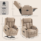 HOMCOM Power Lift Recliner Chair with Vibration Massage and Heat, Chenille Riser and Recliner Armchair for Elderly, Brown