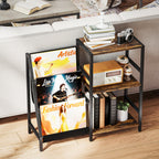 3-Tier Record Player Stand, End Table for Living Room, Bedroom - Rustic Brown