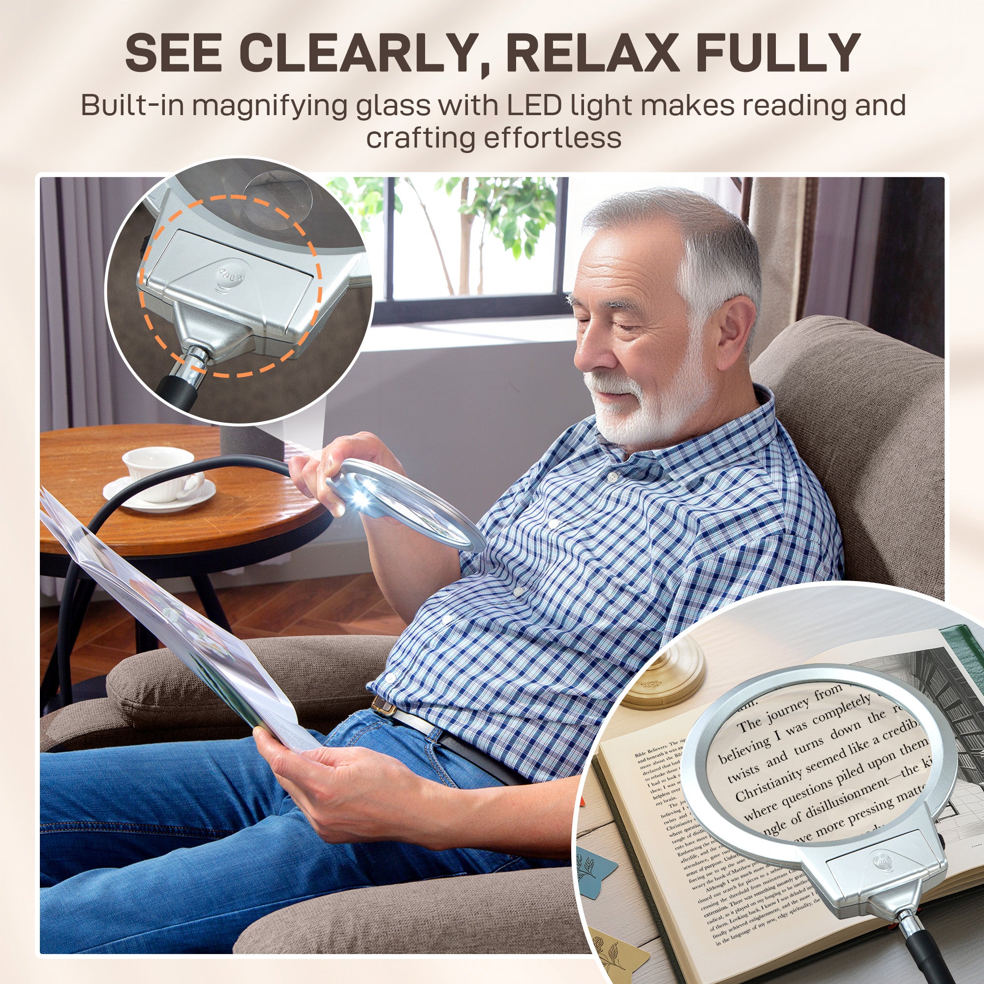 Electric Rise/Recline Armchair, with Reading Light - Brown