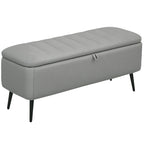 92 x 31cm Linen-Look Storage Ottoman - Light Grey