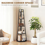 Corner Bookcase, 5-Tier Floor Standing Bookshelf, Shelving Unit for Living Room, Study, Bedroom, Black