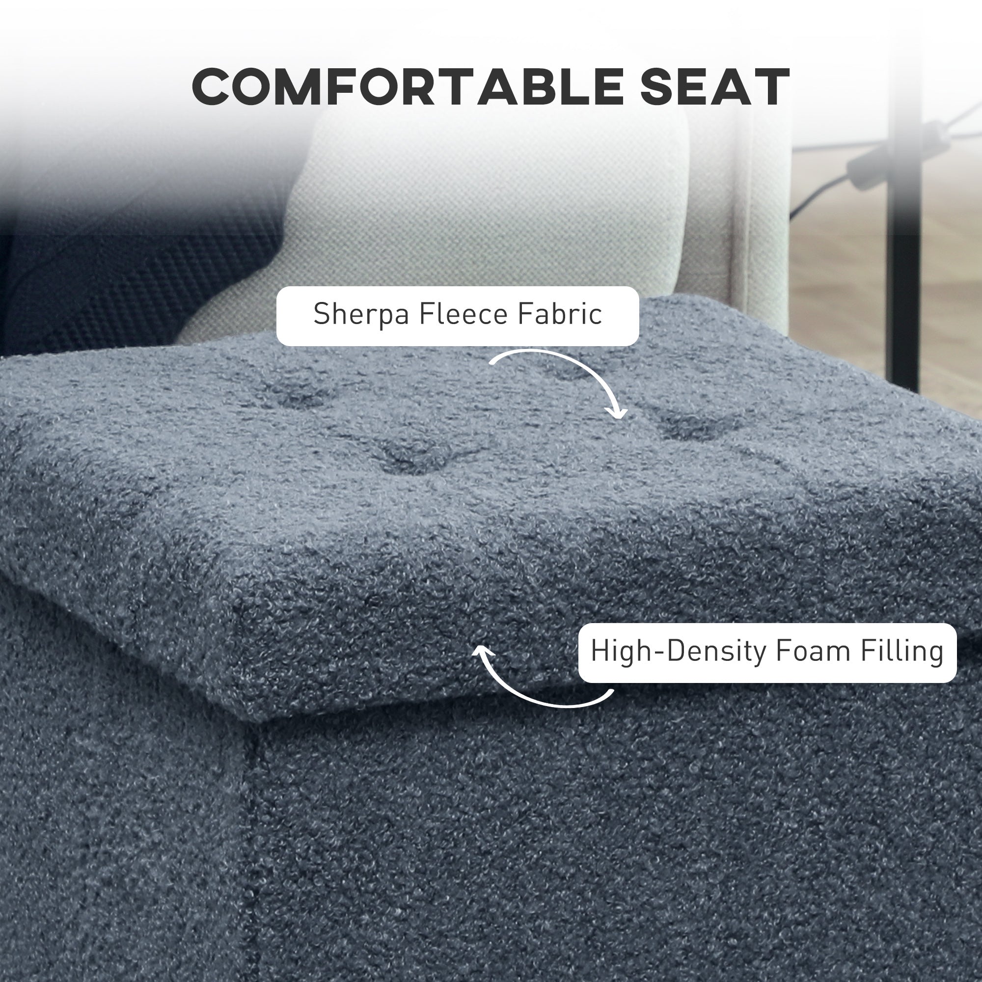 Foldable Sherpa Fleece Storage Ottoman - Blue