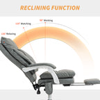 Faux Leather Office Chair, with Inflatable Lumbar - Grey