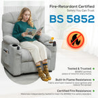 Electric Massage Recliner Armchair with Vibration, Heat, Whisper-Quiet Motor, Memory Function, Fleece Power Reclining Chair with Spring Pack, USB Port, Footrest, Side Pocket, Grey