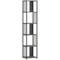5-Tier Bookshelf with Steel Frame - Grey