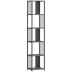 5-Tier Bookshelf with Steel Frame - Grey