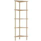 Bamboo Storage Shelf, 5-tier Corner Shelf, Freestanding Shelving Unit for Living Room, Home Office, Natural Wood Finish