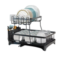 2 Tier Dish Drainer Rack with Cutlery Holder, Cup Rack & Board Holder