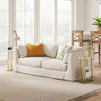 Narrow Side Table, End Table with Magazine Holder, Nightstand for Small Spaces, Living Room, Bedroom, White Marble Grain