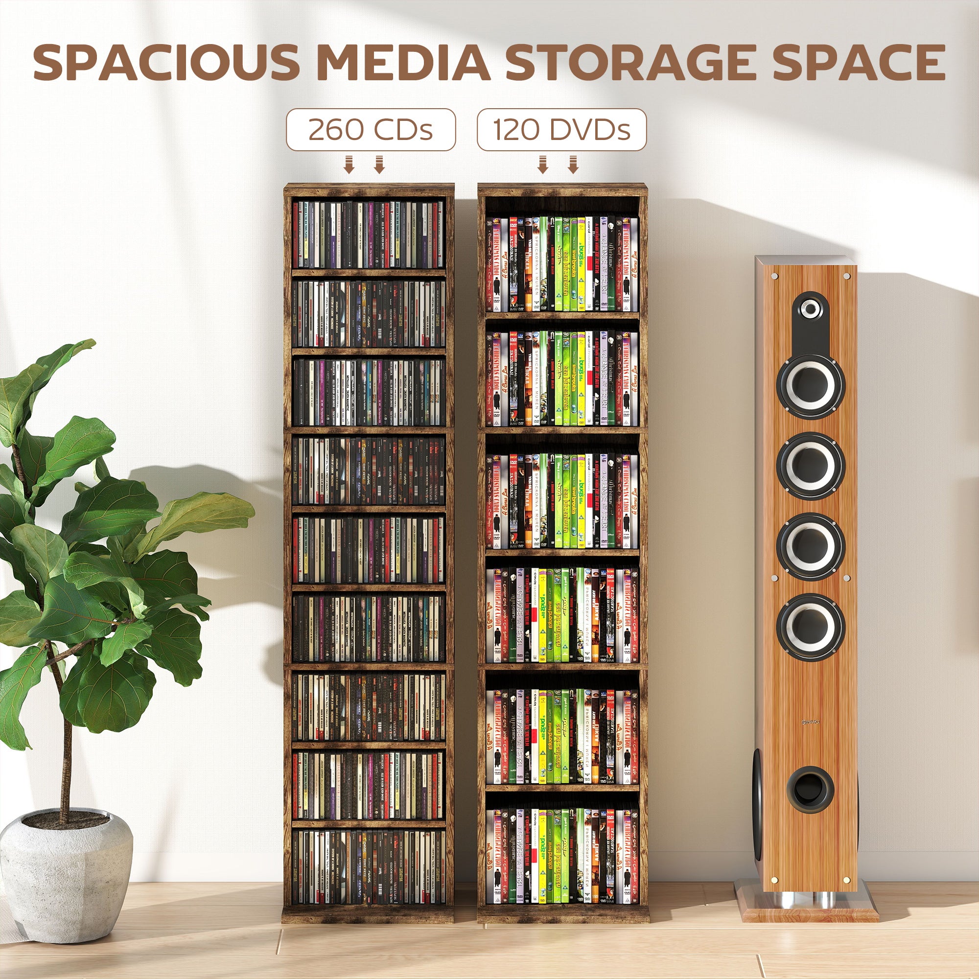 260 Narrow CD Storage Unit - Rustic Brown
