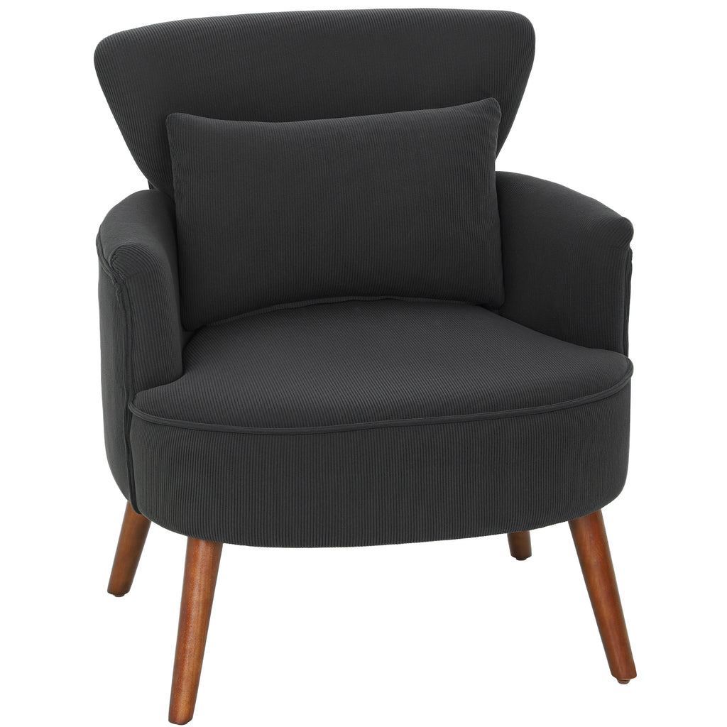 Corduroy Retro Accent Chair - Black