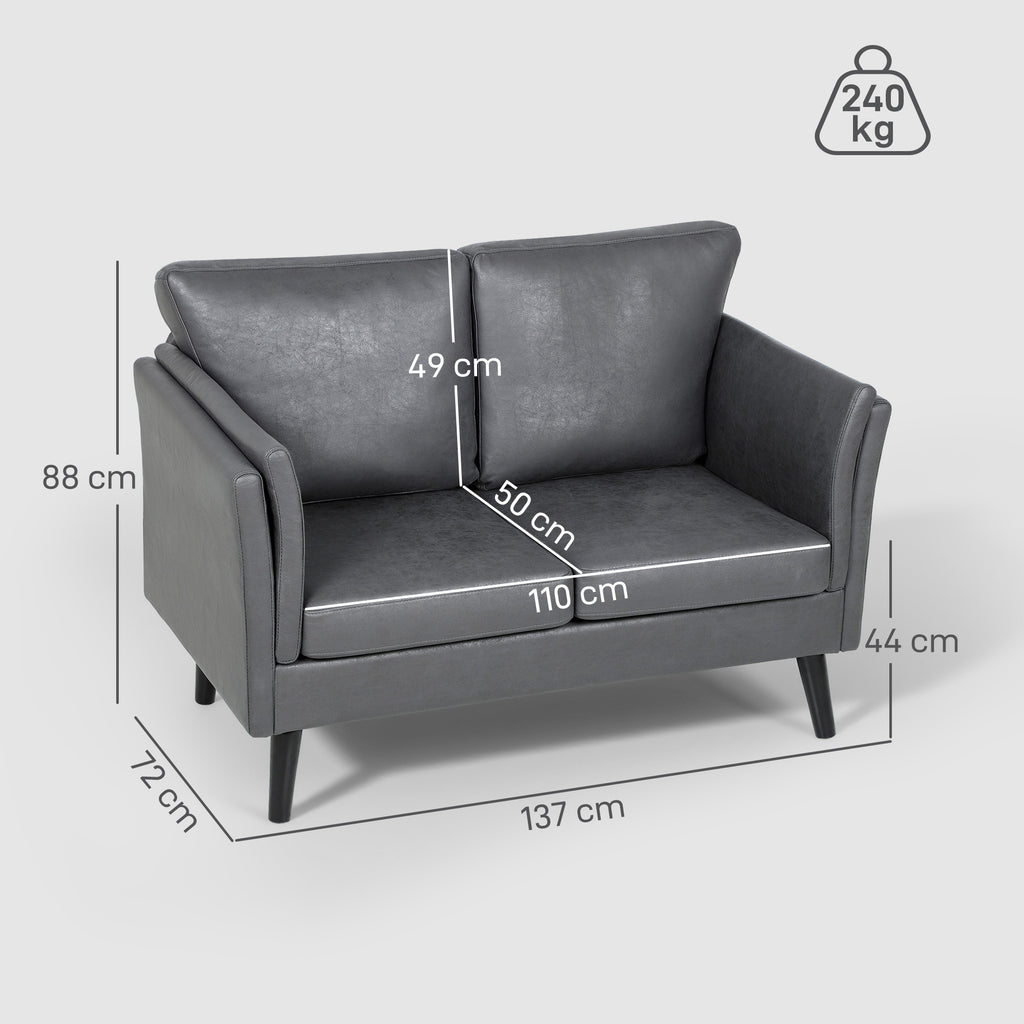 Two-Seater Leathaire Sofa - Grey