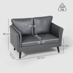 Two-Seater Leathaire Sofa - Grey