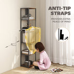 5-Tier Bookshelf with Steel Frame - Rustic Brown