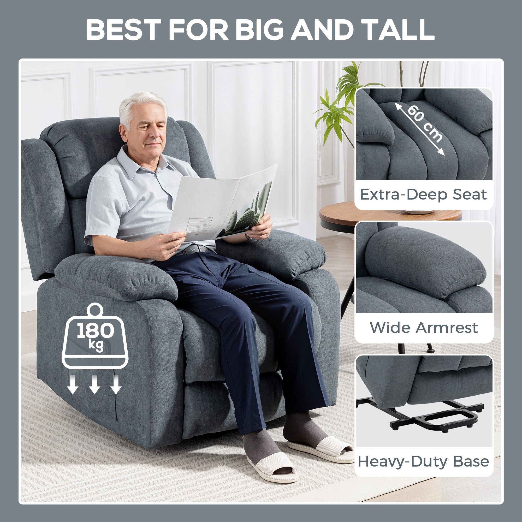 HOMCOM Power Lift Recliner Chair with Vibration Massage, Lift Chair for Elderly with Footrest, Remote, Side Pocket, Grey