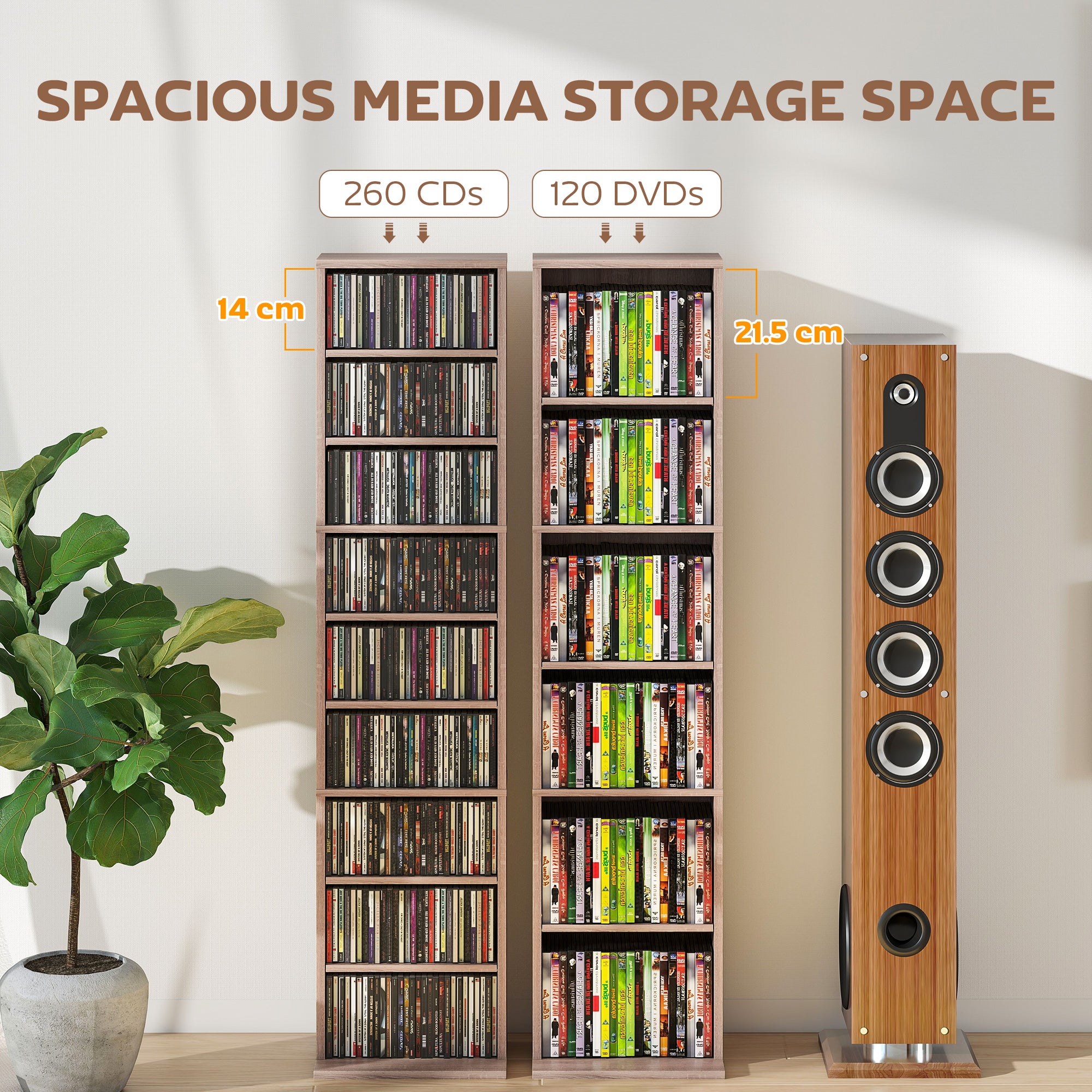 260 Narrow CD Storage Unit - Natural Wood Finish