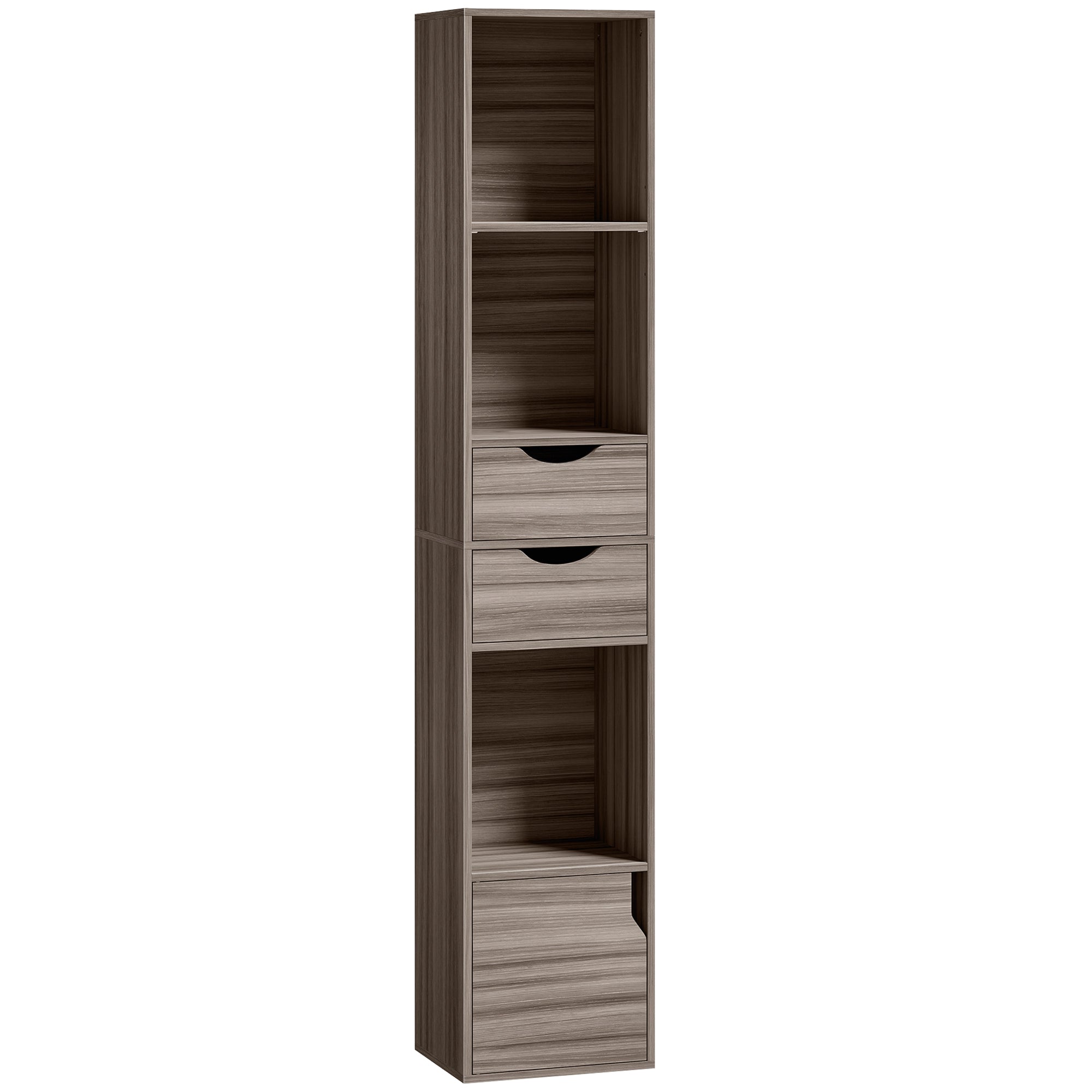 Bookcase with Drawers Adjustable Shelf Bookshelf with 2 Drawers and Cabinet 158 cm Grey