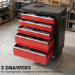 5-Drawer Lockable Rolling Tool Chest – Red – image 4 of 9