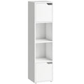Narrow Bookcase, 4-Tier Bookshelf, Storage Cabinet with doors for Living Room, Bedroom, White