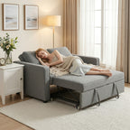 Double Sofa Bed Click Clack Sofa Bed Pull Out Bed with Adjustable Backrest for Living Room and Bedroom Grey