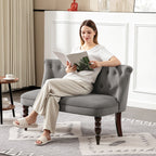 Velvet 2 Seater Sofa, Button Tufted Wingback Loveseat with Rubber Wood Legs for Living Room, Bedroom, Charcoal Grey