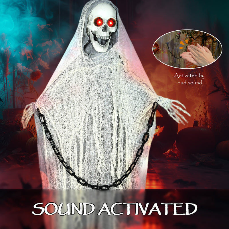 183cm Animated Grim Reaper with Glowing Eyes & Sound – image 5 of 9