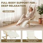 Modern Accent Chair, Leisure Lounge Chair Armchair with Footrest, Plush Cushion, Curved Legs and Arms, Cream White