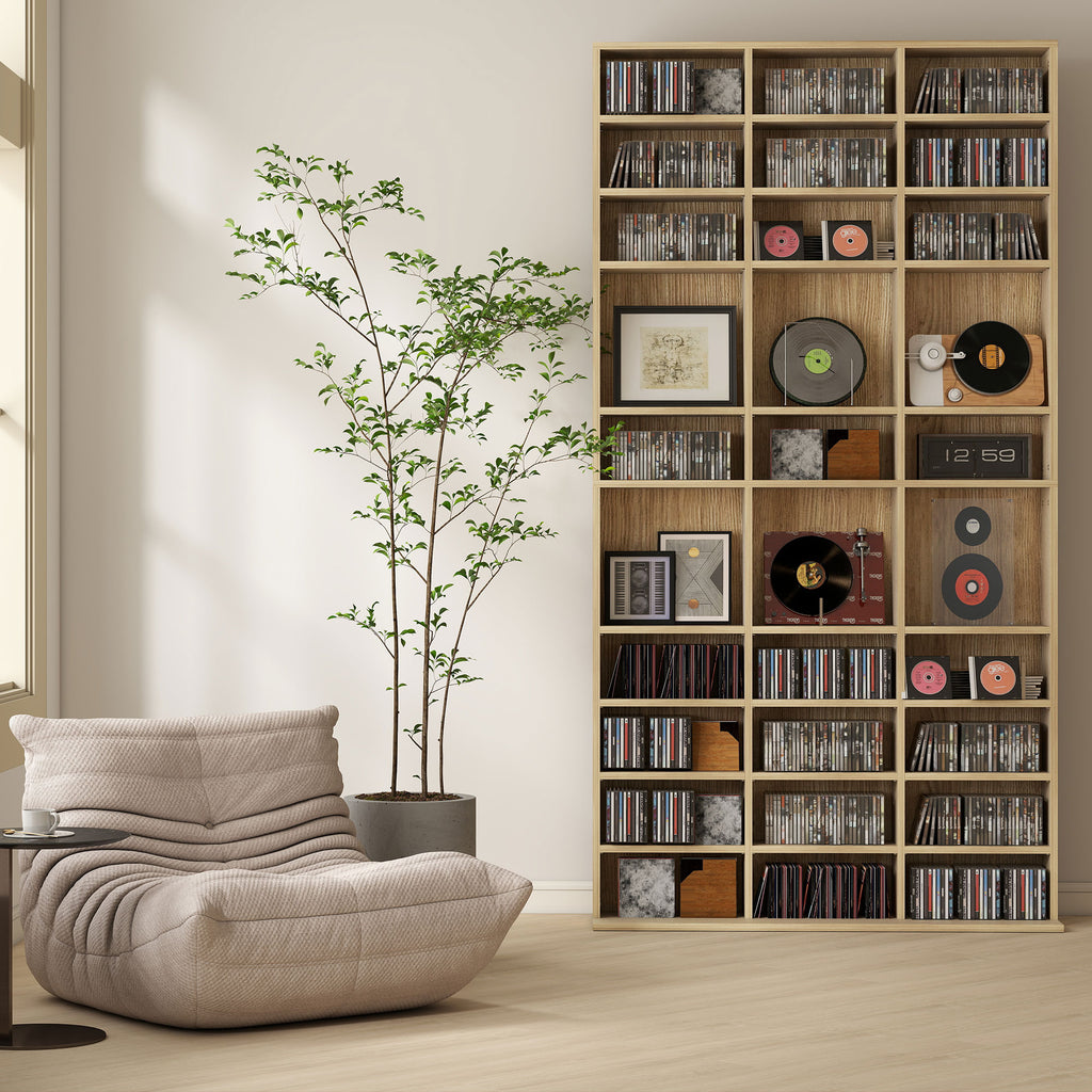CD Storage Unit with Adjustable Shelves, 102 x 195 cm, Oak Tone