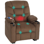 Electric Massage Recliner Armchair with Vibration, Heat, Whisper-Quiet Motor, Memory Function, Fleece Power Reclining Chair with Spring Pack, USB Port, Footrest, Side Pocket, Brown