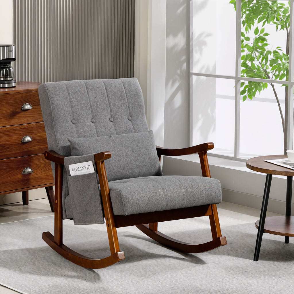 Wood Frame Rocking Accent Chair - Grey