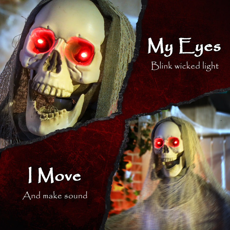 183cm Animated Grim Reaper with Glowing Eyes & Sound – image 4 of 9