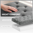 Storage Ottoman, Chenille Upholstered Ottoman Storage Box with Padded Seat, Metal Legs, 114 x 41 x 45 cm, Grey