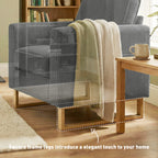 Accent Chair with Pocket Spring, Modern Industrial Armchair with Metal Legs for Livingroom Dark Grey