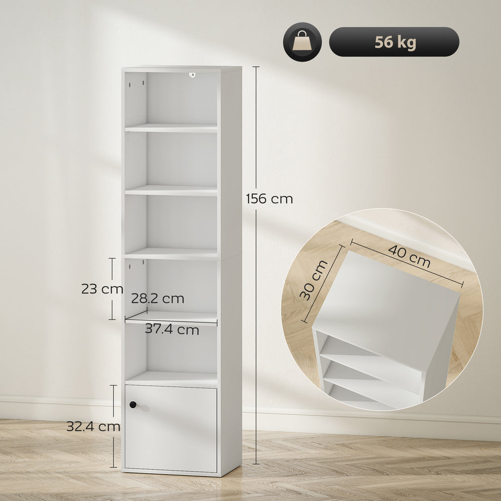 6-Tier 156 cm Tall Bookcase - White