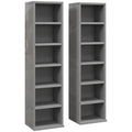 Set of 2 CD Media Display Shelf Unit Tower Rack with Adjustable Shelves, High Gloss Grey