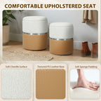 Nesting Round Ottoman with Storage Set of 2 - Cream/Brown