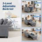 3-in-1 Single Sofa Bed, Convertible Sleeper Chair Bed - Dark Grey