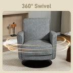 Upholstered Swivel Accent Chair with Thick Padding, Grey