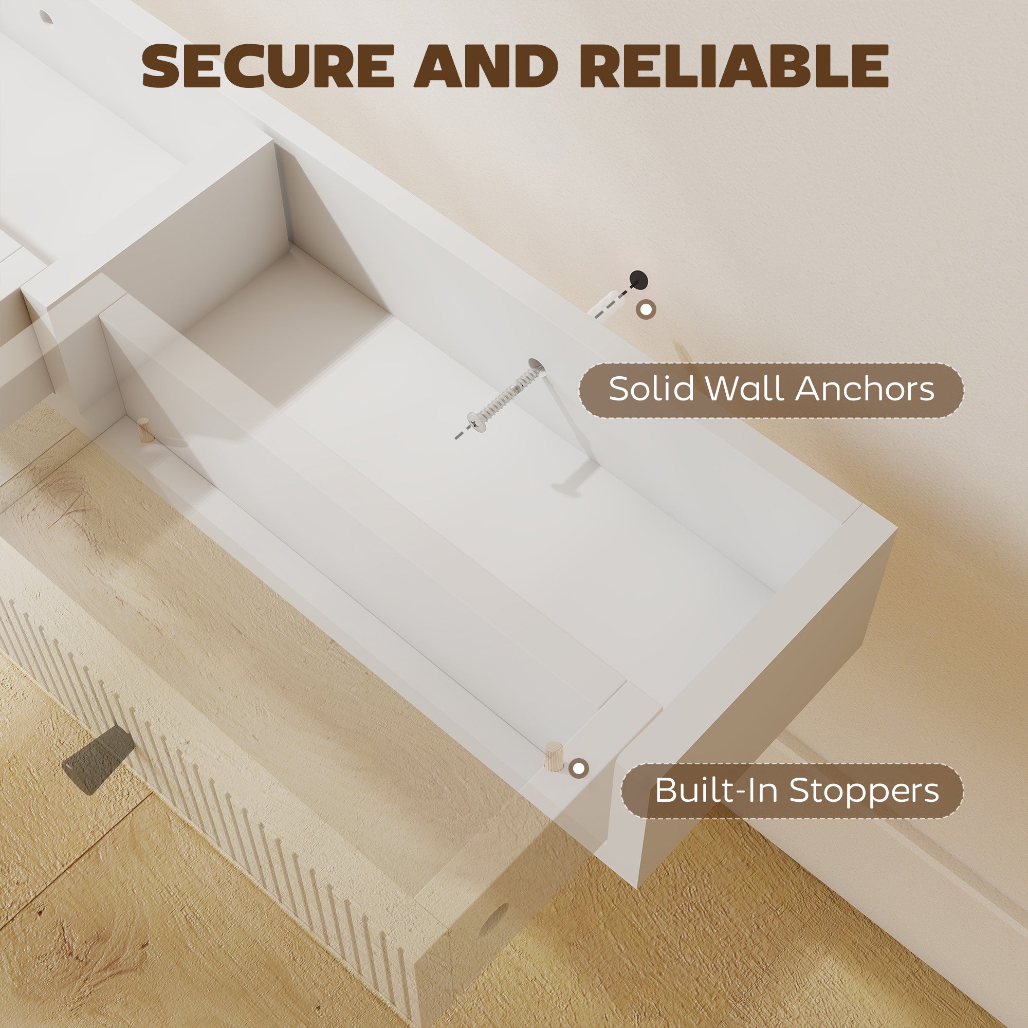 Shelf Wall-Mounted Storage Shelf Shelving Unit MDF 93 x 15 x 10 cm Entryway Kitchen Living Room, White