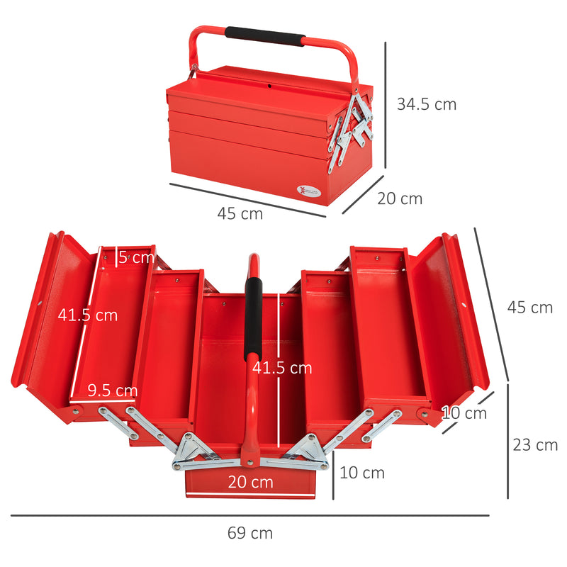5-Tray Cantilever Steel Tool Box with Carry Handle – Red – image 3 of 9