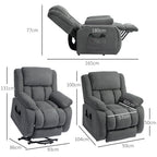 Recliner Armchair Lift Chair, Electric Recliner Chair with Vibration Massage and Heat, Wide Seat, USB Port, Grey