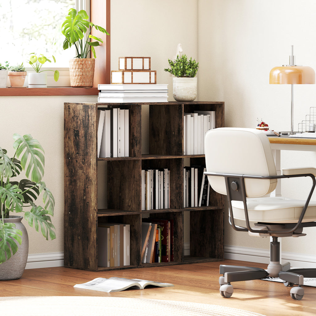 Nine-Cube Storage Shelf - Rustic Brown