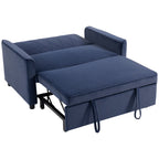 2 Seater Sofa Bed, 3-in-1 Convertible Pull Out Sleeper Sofa with Click-Clack Adjustable Backrest, Dark Blue