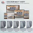 2 Seater Sofa, Linen-look Fabric Small Sofa with Wing Back, Thick Seat, Metal Legs, Light Grey