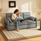 3 Seater Sofa, Faux Leather Couch - Grey
