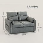 2 Seater Sofa, Faux Leather Loveseat - Grey