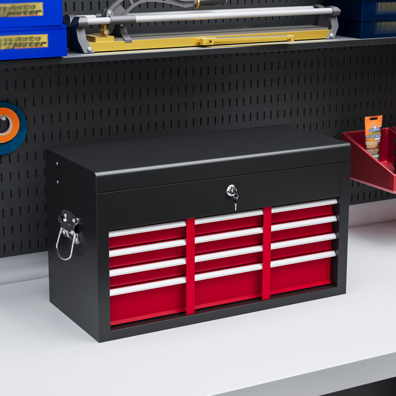 6-Drawer Lockable Steel Tool Chest with Carry Handle – Red – image 2 of 9