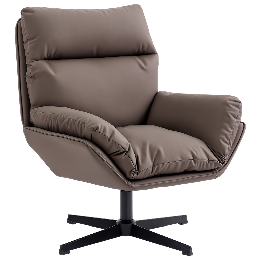 Accent Chair with 360 Swivel Armchair for Living Room with Padded Cushion Dark Brown