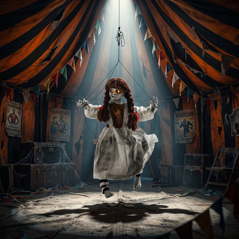 80cm Animated Creepy Girl on Swing Halloween Decoration – image 9 of 9