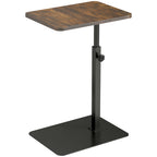 C Shaped Side Table, Small End Table with Adjustable Height and Metal Base for Living Room, Bedroom, Rustic Brown